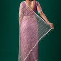 Latkan Purple Net  Saree with Cutdana Work | Unstitched Blouse
