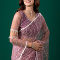 Latkan Purple Net  Saree with Cutdana Work | Unstitched Blouse