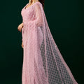 Styalish Net  Heavy Cutdana Embroidered Pink Saree (Deepika)