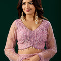Styalish Net  Heavy Cutdana Embroidered Pink Saree (Deepika)