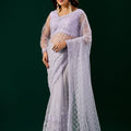 Styalish Net  Heavy Cutdana Embroidered Purple Saree (Deepika)