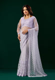 Styalish Net  Heavy Cutdana Embroidered Purple Saree (Deepika)