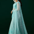 Styalish Net  Heavy Cutdana Embroidered Blue Saree (Deepika)