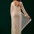 Styalish Net  Heavy Cutdana Embroidered Cream Saree (Deepika)