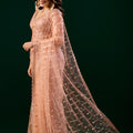 Styalish Net  Heavy Cutdana Embroidered Orange Saree (Rasha)