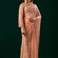 Styalish Net  Heavy Cutdana Embroidered Orange Saree (Rasha)