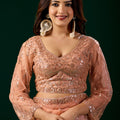 Styalish Net  Heavy Cutdana Embroidered Orange Saree (Rasha)