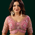 Styalish Net  Heavy Cutdana Embroidered Pink Saree (Kiara)