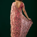 Premium Silk Pink Saree with Rose Gold Cutdana Work (Nakhrali)