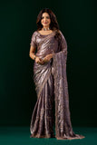 Premium Silk PURPLE LAVENDER Saree with Rose Gold Cutdana Work (Nakhrali)
