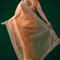 Kundan Premium Silk Orange Saree with Rose Gold Cutdana Work