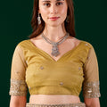 Kundan Premium Silk Yellow Saree with Rose Gold Cutdana Work