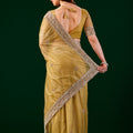 Kundan Premium Silk Yellow Saree with Rose Gold Cutdana Work