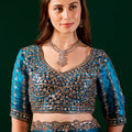 Full Heavy Blue Saree with Cutdana Work (Nora)