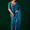 Full Heavy Blue Saree with Cutdana Work (Nora)