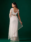 Stylish Party Wear White saree with Cutdana and Sequence Work (Cross)