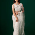 Tamannaah White Net Saree With Cutdana work