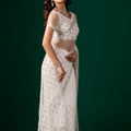 Tamannaah White Net Saree With Cutdana work