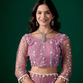 Tamannaah Purple Net Saree Cutdana work