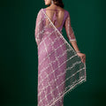 Tamannaah Purple Net Saree Cutdana work