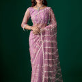 Tamannaah Purple Net Saree Cutdana work