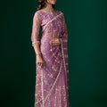 Tamannaah Purple Net Saree Cutdana work