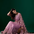 Tamannaah Purple Net Saree Cutdana work