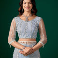Tamannaah Sky Blue Net Saree With Cutdana work