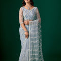 Tamannaah Sky Blue Net Saree With Cutdana work