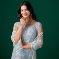 Tamannaah Sky Blue Net Saree With Cutdana work