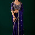 Full Heavy Blue Saree with Cutdana Work (Nora)
