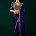 Full Heavy Blue Saree with Cutdana Work (Nora)