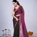 Kriti Stylish Saree Wine colour with Cutdana Work