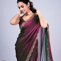 Kriti Stylish Saree Wine colour with Cutdana Work