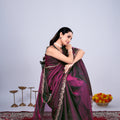 Kriti Stylish Saree Wine colour with Cutdana Work