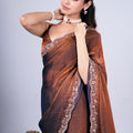Kriti Stylish Saree Brown colour with Cutdana Work