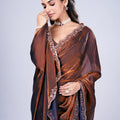 Kriti Stylish Saree Brown colour with Cutdana Work