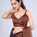 Kriti Stylish Saree Brown colour with Cutdana Work
