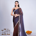 Kriti Stylish Saree Brown colour with Cutdana Work