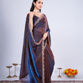 Kriti Stylish Saree Brown colour with Cutdana Work