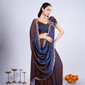 Kriti Stylish Saree Brown colour with Cutdana Work