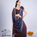 Kriti Stylish Saree Brown colour with Cutdana Work
