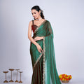 Kriti Stylish Saree Green colour with Cutdana Work