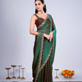 Kriti Stylish Saree Green colour with Cutdana Work