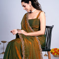 Kriti Stylish Saree Wine colour with Cutdana Work