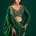 Luxury Silk Rose Gold Cutdana Work Green Saree (Barsana)