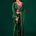 Luxury Silk Rose Gold Cutdana Work Green Saree (Barsana)