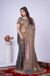 Premium Gold Fendy Silk Saree with Rose Gold Handwork embroidery