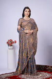 Kanyaari Nakhrali premium silk saree with rose gold cutdana work, featuring intricate embroidery and luxurious fabric details.