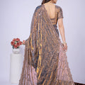 Premium Gold Fendy Silk Saree with Rose Gold Handwork embroidery